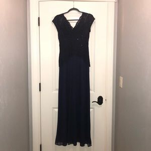 Blu Sage long fancy navy blue dress